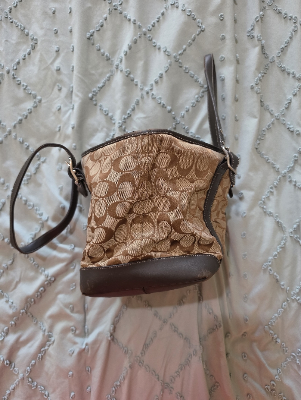 Coach Tan and Dark Brown Signature Canvas Tote - Picture 6 of 6